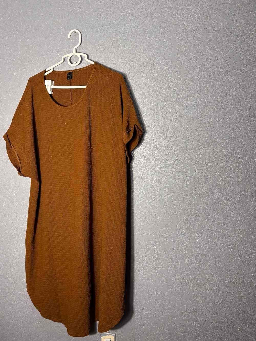 SHEIN Rust Brown Short Sleeve Shift Dress